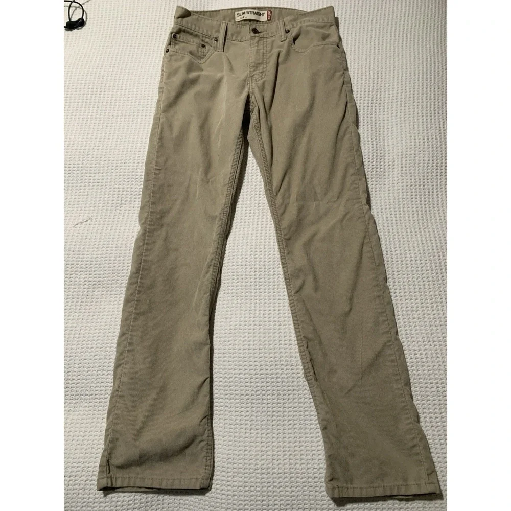 Levis 514 Jeans Mens 30x30 Tan Khaki Slim Straight‎ Corduroy Pants